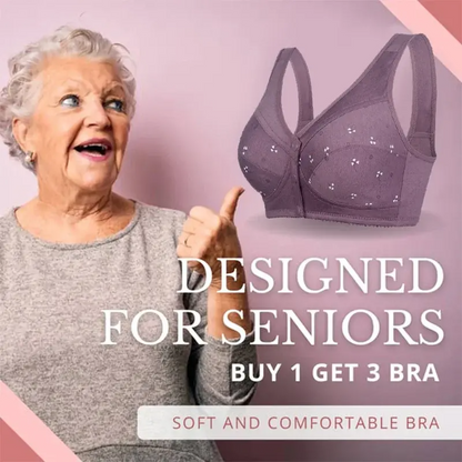 ✨【Kupte 1 a získejte 2 zdarma】💞[40-105kg]Elegantní bavlněná přední podprsenka s knoflíky pro ženy středního věku