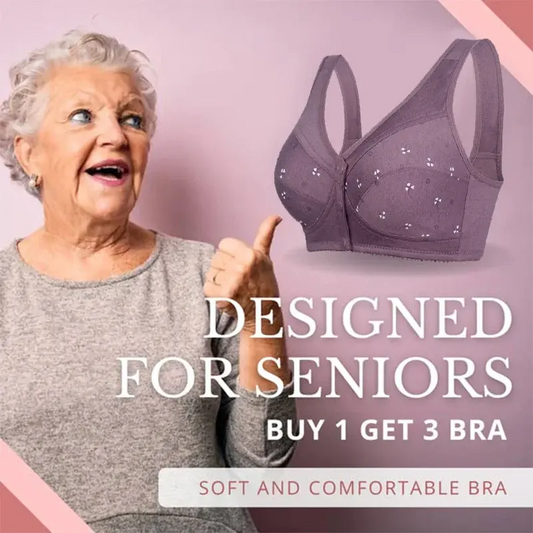 ✨【Kupte 1 a získejte 2 zdarma】💞[40-105kg]Elegantní bavlněná přední podprsenka s knoflíky pro ženy středního věku