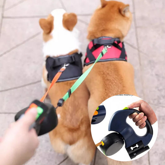 🐕‍🦺🐾 【Többfunkciós 🔥】2 az 1-ben automatikusan visszahúzható háziállat póráz