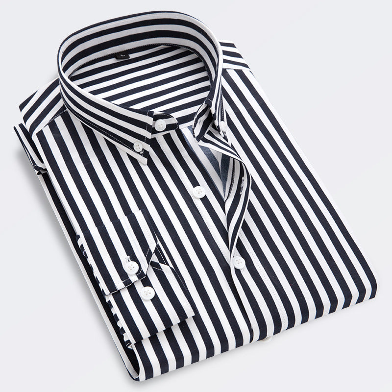 👔【M-5XL】Pánská neformální obchodní košile s pruhy s dlouhým rukávem