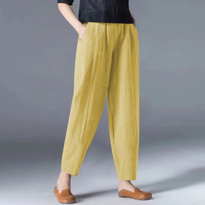 🌿🌿【Kup 1, získej 1 zdarma 🔥】【S–5XL】Dámské volné široké kalhoty z bavlny a lnu ve velkých velikostech