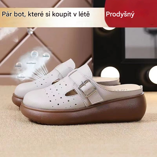 ✨【Letní výprodej】【35-40】Nové ručně vyráběné dámské kožené sandály s tlustou podrážkou, měkká podrážka, nezpůsobují únavu při chůzi