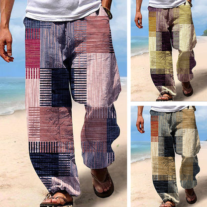 ✨👖【10 színben🌈】【S–6XL】😍 Laza, bő szabású boho stílusú férfi pamut-lenvászon nyári nadrág nagy méretekben