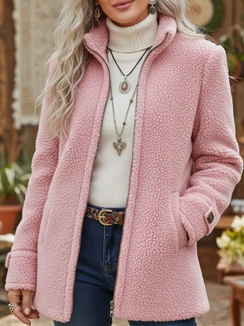 🛒Descuento -46%🔥【40-100kg】Chaqueta casual de lana para mujer con cremallera y forro polar