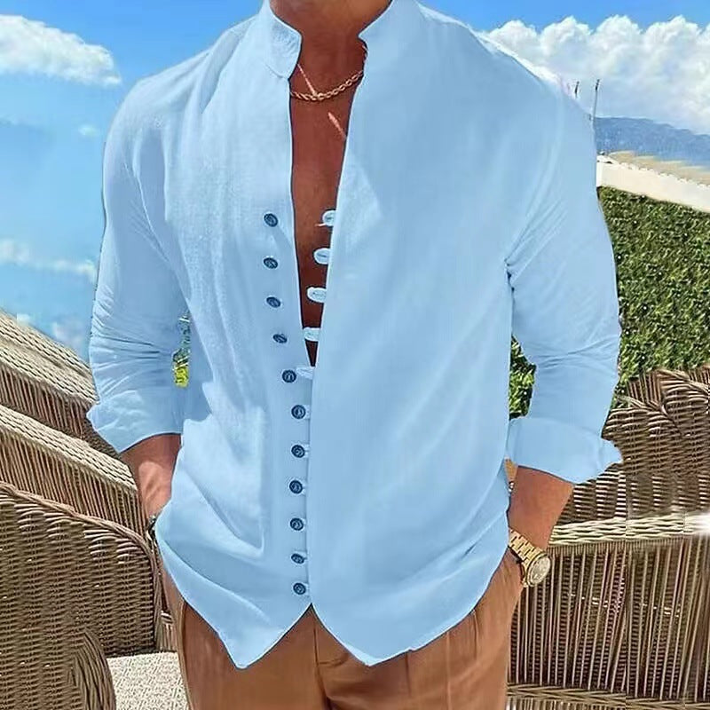 🌈👔【50% zniżki 🔥】【S-3XL】😍Nowa kolekcja 2025, męska koszula bawełniano-lniana w dużym rozmiarze, luźna koszula z długim rękawem 