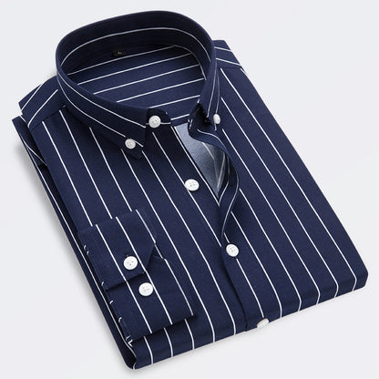 👔【M-5XL】Pánská neformální obchodní košile s pruhy s dlouhým rukávem