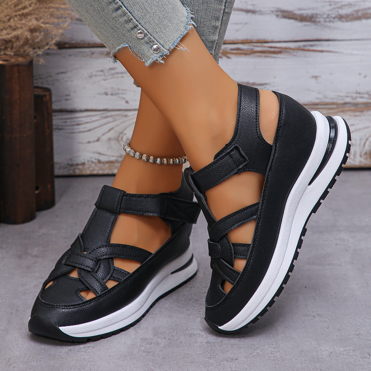 👡✨50% отстъпка🔥【35-44】Нови дамски ежедневни сандали на платформа с голям размер, сандали на танкетка с голям размер и велкро ✅️Плащане при доставка ✅️2 артикула със 70% отстъпка