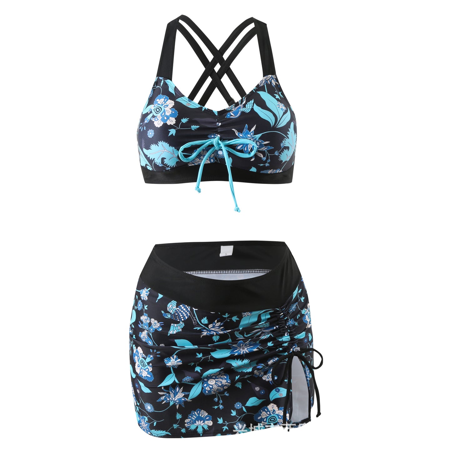 👙【S-4XL】👙🌺Dvoudílná sada s čerstvým květinovým potiskem, styl sukně