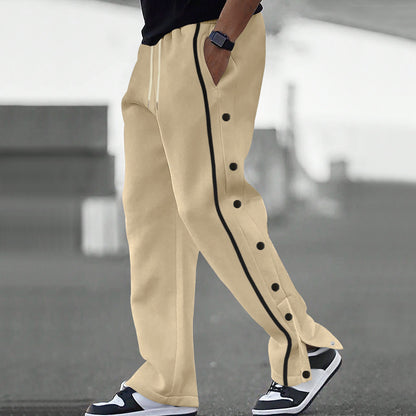 👖🔥Pánské sportovní volnočasové kalhoty s knoflíky, nové podzim 2025, rovné kalhoty se šňůrkou
