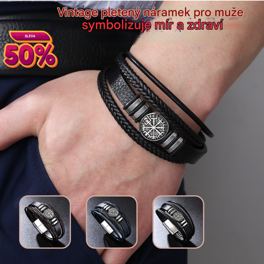 🔥【Koupit 1 a získat 1 zdarma】🎁Vintage pletený náramek pro muže symbolizuje mír a zdraví--4070704