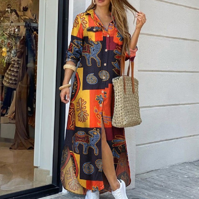 💃💖【Reducere 50% 🔥】【S–5XL】😍 Nouă rochie-cămașă cu mânecă lungă, mărimi mari, stil modern, disponibilă în 11 culori