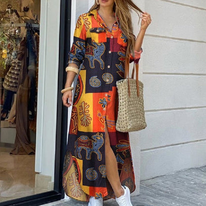 💃💖【Reducere 50% 🔥】【S–5XL】😍 Nouă rochie-cămașă cu mânecă lungă, mărimi mari, stil modern, disponibilă în 11 culori