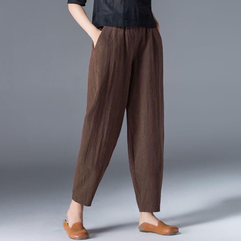 🌿🌿【Kup 1, získej 1 zdarma 🔥】【S–5XL】Dámské volné široké kalhoty z bavlny a lnu ve velkých velikostech