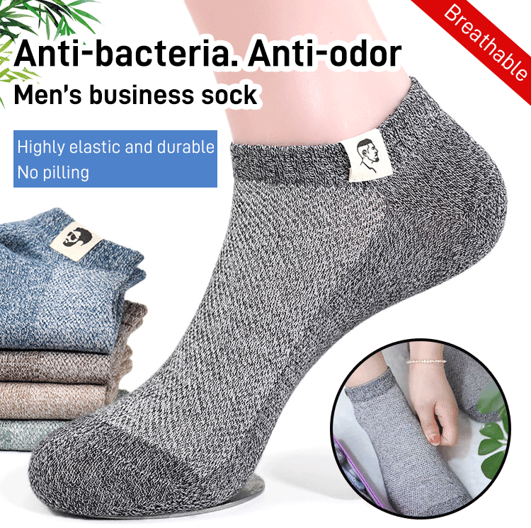 🔥【Summer Hot Sale】Pánské čisté bavlněné síťované prodyšné antibakteriální deodorantové ponožky [deset párů] --3973169