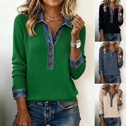 ✨Popust -47%🔥【S-3XL】Ženski pleteni top za jesen/zimu, elegantna traper kragna