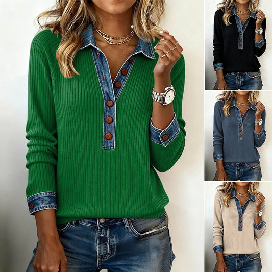 ✨Popust -47%🔥【S-3XL】Ženski pleteni top za jesen/zimu, elegantna traper kragna