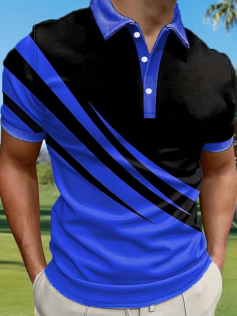 💥👔【Vásárolj 1-et, kapj 1-et ingyen🔥】【S–6XL】😍 Nagyméretű férfi nyári új 3D nyomott csíkos POLO póló