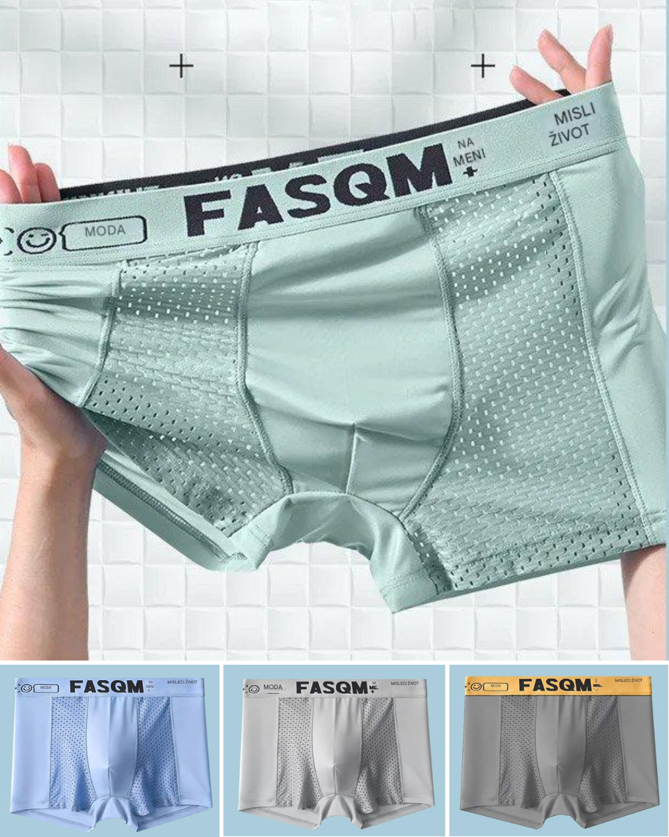 💥🛒【Balíček 6 kusů】💖🩲【L-4XL】2025 Letní pánské prodyšné síťované boxerky z ledového hedvábí – 5A Antibakteriální