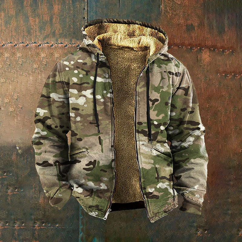 👨‍💻🧥✨【S-5XL】🔥Nová pánská módní retro mikina s kapucí a zipem s 3D digitálním tiskem -4139866