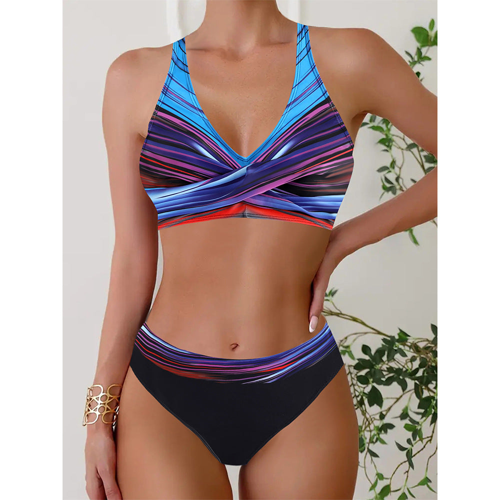 👙Nuevo producto con descuento - 50%🔥【40-120kg】Bikini de dos piezas de talle alto a rayas, tallas grandes ✅Pago contra entrega ✅2 artículos con 70% de descuento