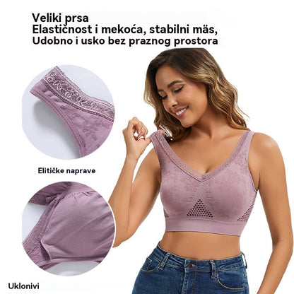 😍❤️40-120 kg【Pakiranje od 3】✨ Ženski grudnjak s visokom potporom i čipkom bez žica ✅️Plaćanje pouzećem