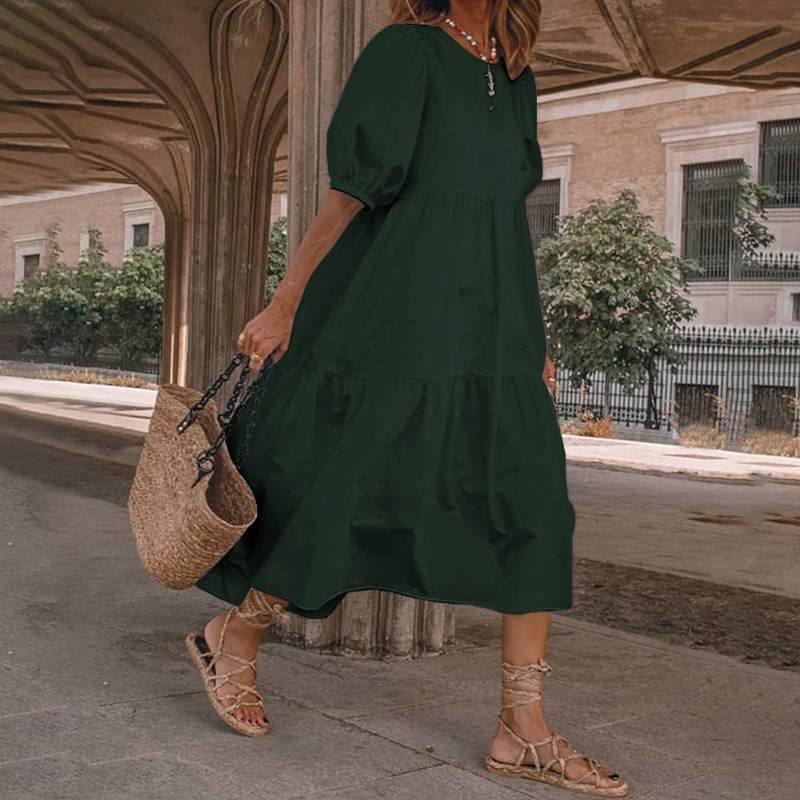👗Nové skladem [S-5XL] Letní šaty z přírodní bavlny a lnu v bohémském stylu pro ženy, retro šaty s kulatým výstřihem