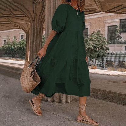 👗Nové skladem [S-5XL] Letní šaty z přírodní bavlny a lnu v bohémském stylu pro ženy, retro šaty s kulatým výstřihem