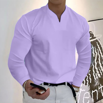 👔🔥🔥【S-5XL】Pánské bavlněné sportovní tričko s dlouhým rukávem a výstřihem do V