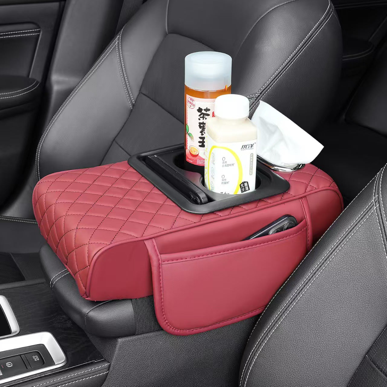 🚗📦【Kup 1, získej 1 zdarma 🔥】Multifunkční kožená auto loketní opěrka s boxem na ubrousky