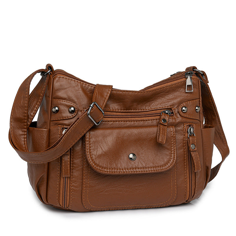 🎒Nová měkká kožená crossbody kabelka, jedno rameno, vícevrstvá, 2025 --3988843