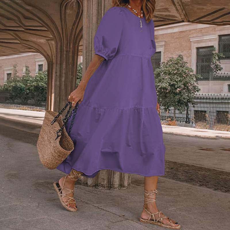 👗Nové skladem [S-5XL] Letní šaty z přírodní bavlny a lnu v bohémském stylu pro ženy, retro šaty s kulatým výstřihem