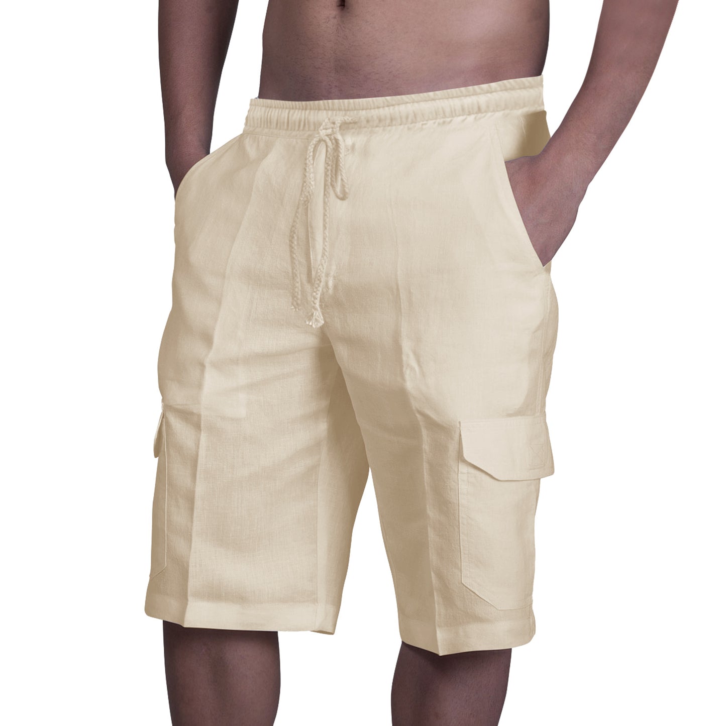 👖⛵【Kup 1, a 2 dostaniesz gratis 🔥】【50-100 kg】😍2025 Nowe męskie krótkie spodnie cargo z płótna plus size, męskie spodenki plażowe ze ściągaczem i wieloma kieszeniami