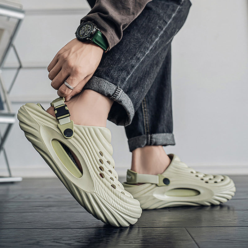 🏖️👟【Novinka – Sleva 50 % 💥】【36–45】Letní pánské nazouváky s otvory, s měkkou a prodyšnou podrážkou, nositelné dvěma způsoby