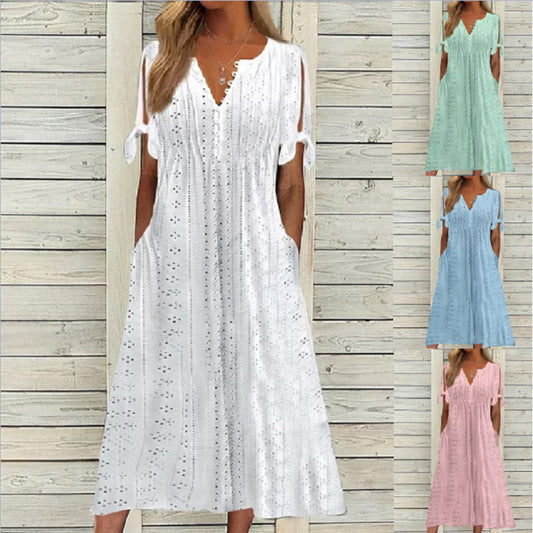 💋【🏆Bestseller】【S-5XL】😍Jednoduché dámské šaty větší velikosti v jednobarevné, volné a ležérní.