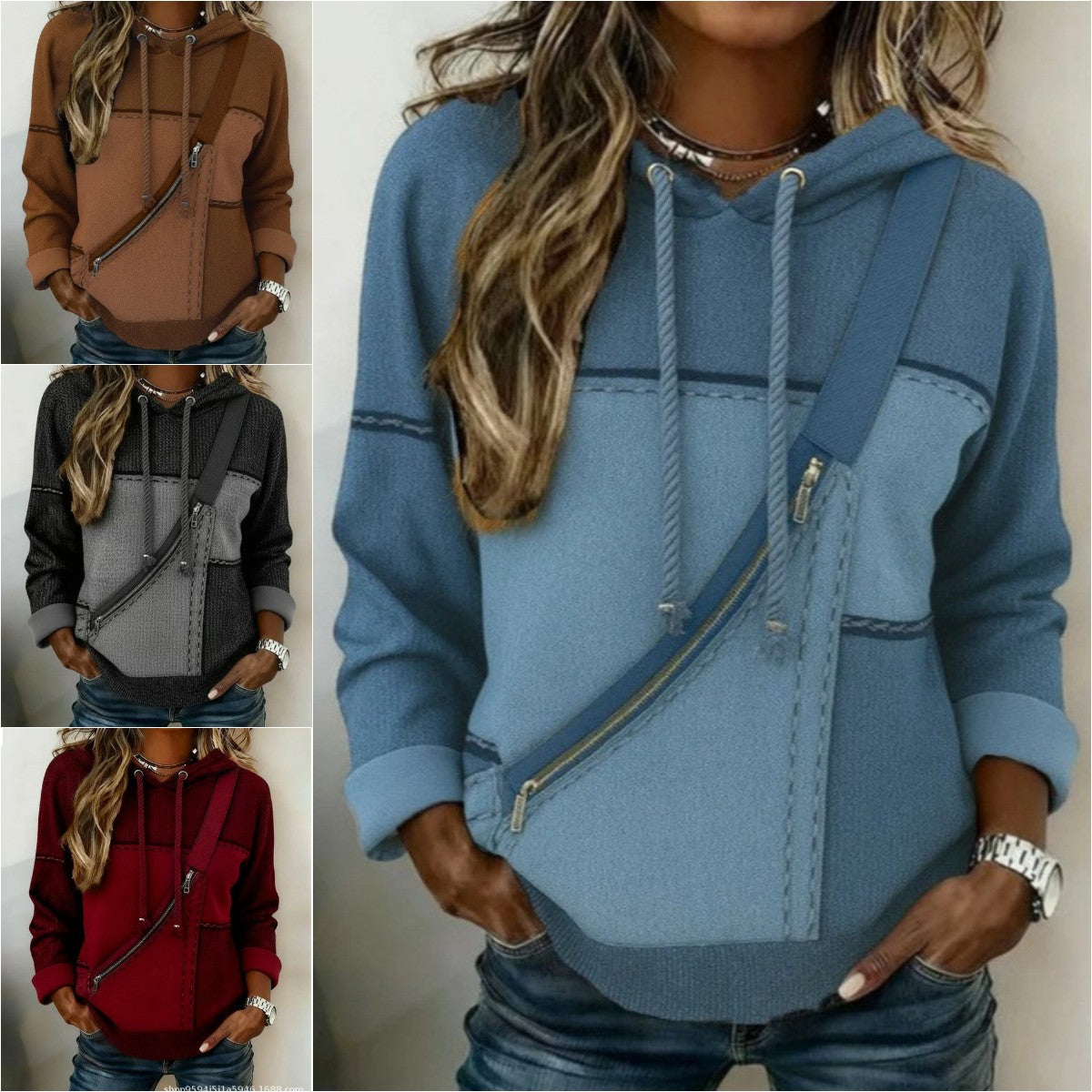 🎀🎀【S-5XL】Dámská mikina s dlouhým rukávem a patchworkovým potiskem ✅️Platba na dobírku