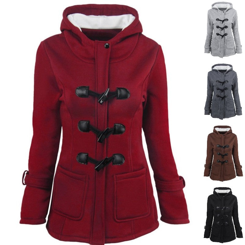 🔥Poslední den 42% sleva - Teplé dámské bundy s kapucí, midi délka