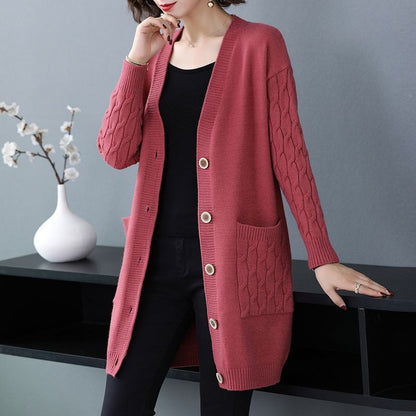 ✨🎀【40-110kg】Sweter w dużym rozmiarze. Wiosna Jesień Nowa luźna, gruba dzianinowa kurtka damska ✅️Płatność gotówką przy odbiorze ✅️2 artykuły ze zniżką 70%
