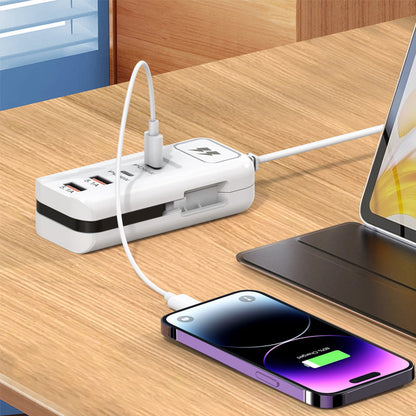 ⚡ USB prodlužovací kabel a přepěťová ochrana |4-portový Smart Hub, 30minutové rychlé nabíjení a přepěťová ochrana | Udržujte svůj počítač a cestovní vybavení v pořádku 🎄✨