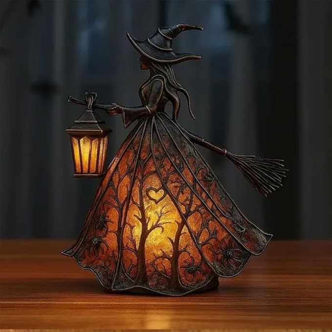🧙‍‍♀️Lámpara de bruja de Halloween, linterna decorativa gótica aterradora, patrón de lámpara de mesa decorativa único, luz de noche con patas.