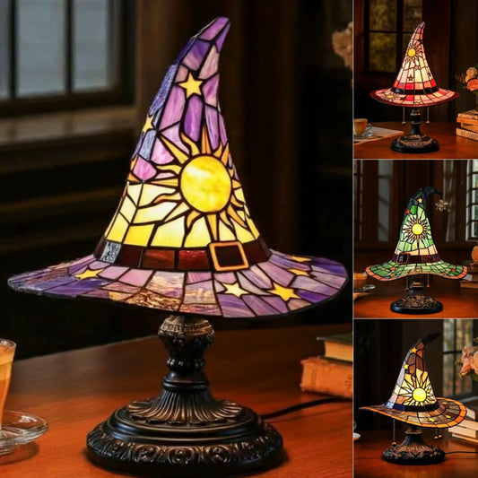 🔮💡Lampa stołowa w kształcie kapelusza czarownicy, ozdoba świetlna LED ✅Płatność przy odbiorze