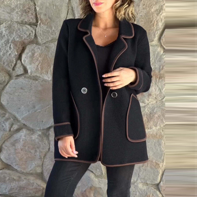 💥【S-5XL】Nový elegantní oboustranný vlněný kabát s kostýmovým límcemm --4163742