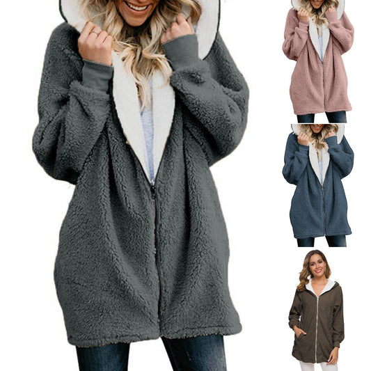 🐏🔥 Kedvezmény -39% 🔥【S-5XL】Női Sherpa kabát kapucnival és cipzárral