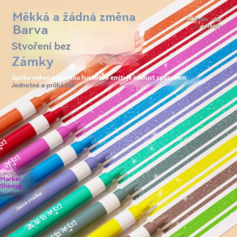 【48 barev】🔥✨️Dvoustranná sada třpytivých zvýrazňovačů