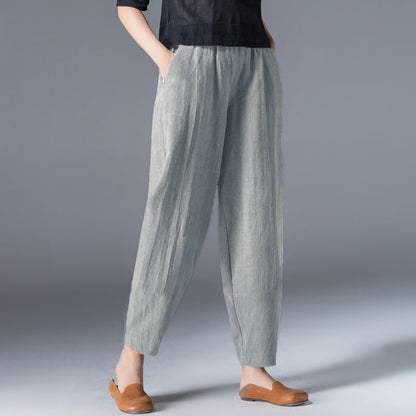 🌿🌿【Kup 1, získej 1 zdarma 🔥】【S–5XL】Dámské volné široké kalhoty z bavlny a lnu ve velkých velikostech