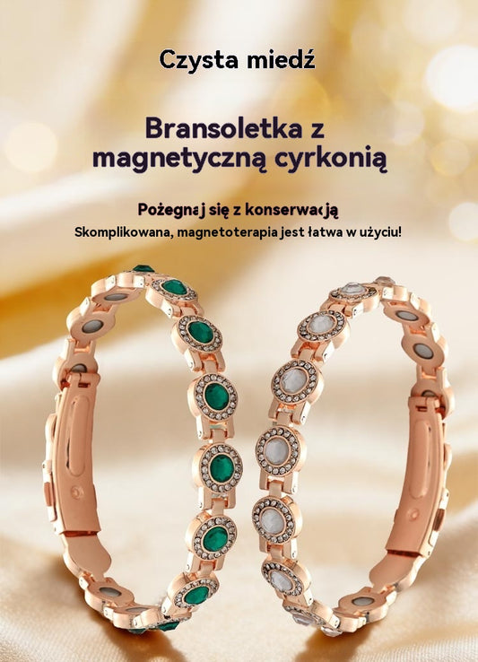 🎁 50% zniżki✨✨--Nowoczesna luksusowa bransoletka magnetyczna ze stopu, bransoletka magnetyczna wykonana z czystej miedzi i cyrkonii sześciennych ✅️ Płatność przy odbiorze