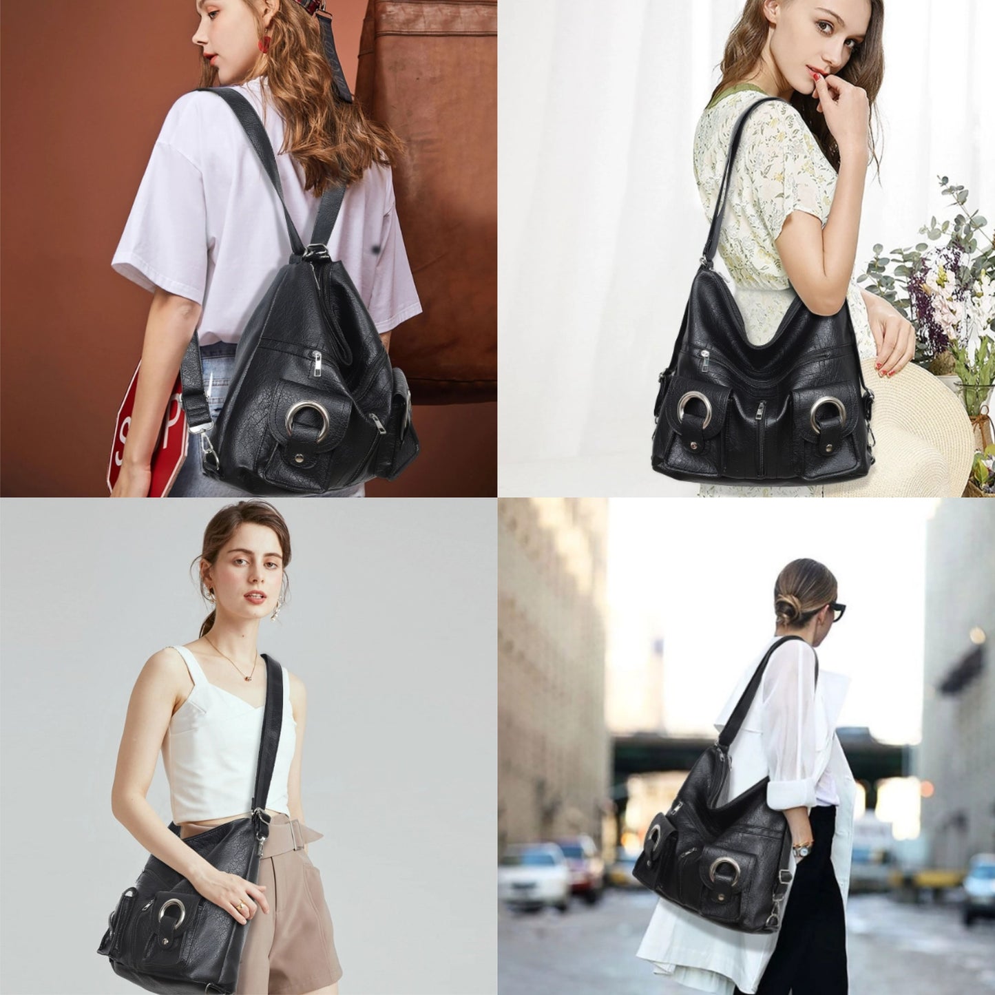 ❤️【Časově omezená sleva】Multifunkční batoh přes rameno z měkké kůže s velkou kapacitou