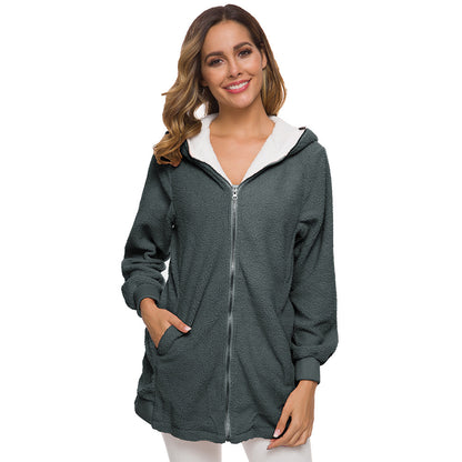 🐏🔥 Kedvezmény -39% 🔥【S-5XL】Női Sherpa kabát kapucnival és cipzárral