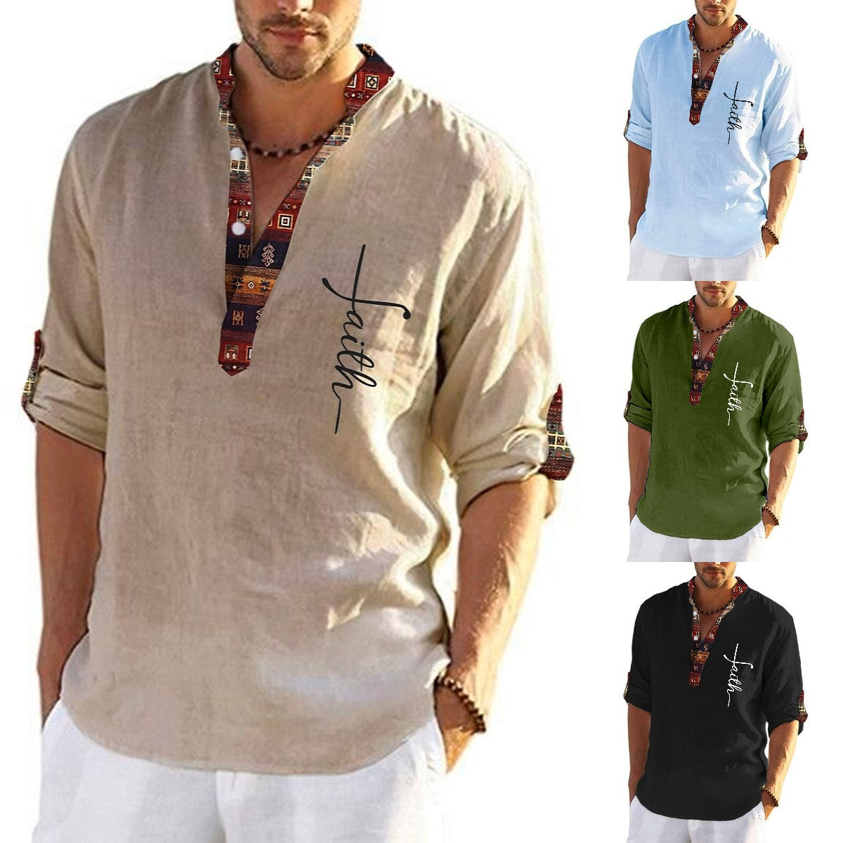 💥👔【47% popusta🔥】Muška pamučna majica s V-izrezom za veće veličine