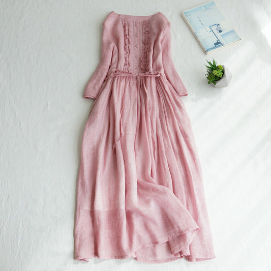👗👗【XS-XXL】Módní a elegantní dlouhé bavlněné a lněné šaty pro jaro a léto 2025