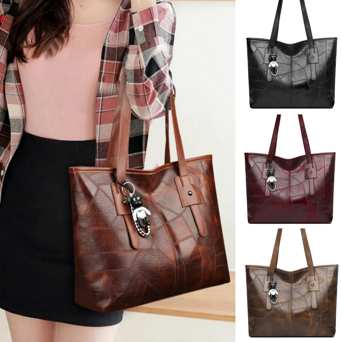 ✨👜【50% отстъпка🔥】Голяма дамска чанта от мека кожа, чанта за през рамо, ежедневна и модерна ✅️Плащане при доставка